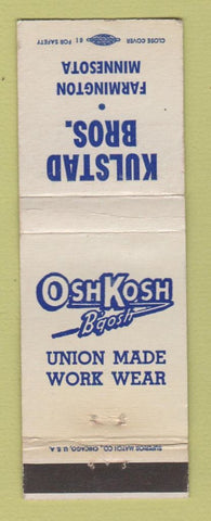 Matchbook Cover - OshKosh B'Gosh Overalls Kulstad Bros Farmington MN WEAR
