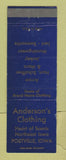 Matchbook Cover - Anderson's Men's Clothes Postville IA WEAR