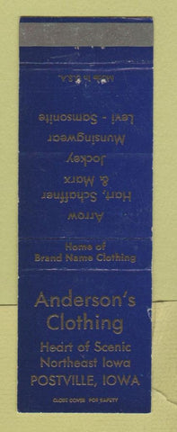 Matchbook Cover - Anderson's Men's Clothes Postville IA WEAR