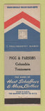 Matchbook Cover - Hart Schaffner Marx Men's Clothes Pigg Parsons Columbia TN