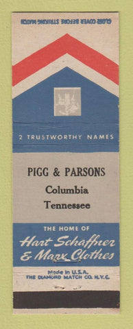 Matchbook Cover - Hart Schaffner Marx Men's Clothes Pigg Parsons Columbia TN