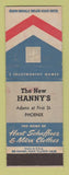 Matchbook Cover - Hart Schaffner Marx Men's Clothes New Hanny's Phoenix AZ