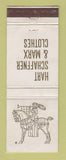 Matchbook Cover - Hart Schaffner Marx Men's Clothes Olson Veerhusen Madison WI