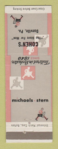 Matchbook Cover - Michaels Stern Men's Clothes Cohen's Danville PA