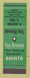 Matchbook Cover - Van Heusen Men's Clothes P Hutton Son Southington CT