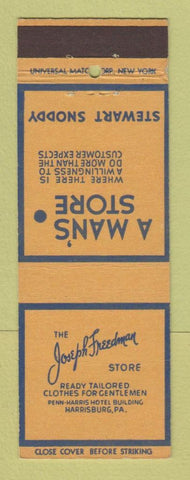 Matchbook Cover - Joseph Freedman Men's Clothes Harrisburg PA