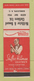Matchbook Cover - Shiffer Hillman Men's Clothes McAllister Howard Kamloops BC