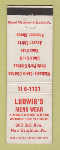 Matchbook Cover - Ludwig's Men's Clothes New Brighton PA