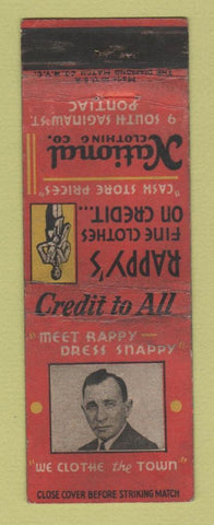Matchbook Cover - National Men's Clothing Rappy's Pontiac MI WORN