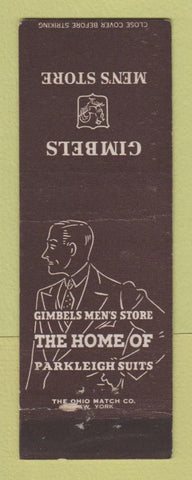 Matchbook Cover - Gimbels Men's Clothes Philadelphia PA WEAR