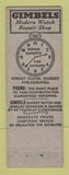 Matchbook Cover - Gimbels Men's Clothes Philadelphia PA WEAR