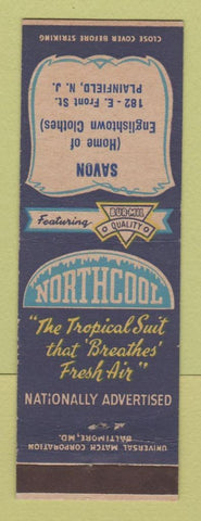 Matchbook Cover - Northcool Men's Clothes Savon Plainfield NJ