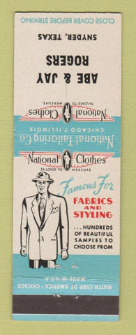 Matchbook Cover - National Men's Clothes Abe & Jay Rogers Snyder TX