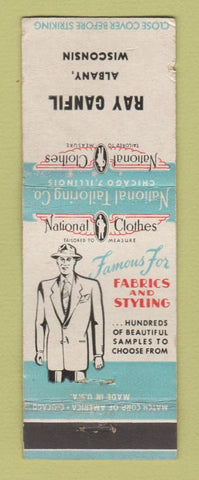 Matchbook Cover - National Men's Clothes Ray Canfil Albany WI WEAR