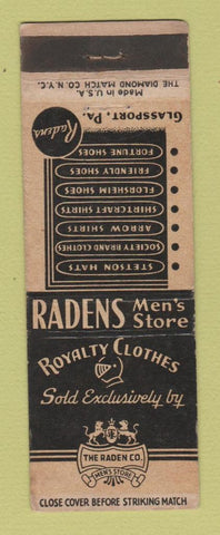 Matchbook Cover - Radens Men's Clothes Royalty Clothes Glassport PA