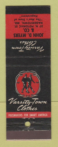 Matchbook Cover - Varsity Town Men's Clothes John Myers Hagerstown MD