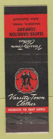 Matchbook Cover - Varsity Town Men's Clothes Leader Hamilton Shamokin PA