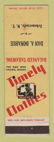 Matchbook Cover - Timely Men's Clothes Dan Donahue Schenectady NY
