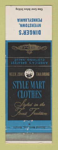 Matchbook Cover - Style Mart Men's Clothes Dinger's Myerstown PA