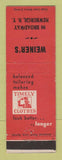 Matchbook Cover - Timely Men's Clothes Weiner's Newburgh NY