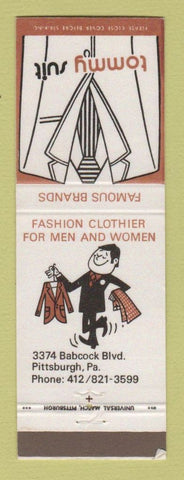 Matchbook Cover - Tommy Suit Men's Clothes Pittsburgh PA