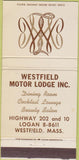Matchbook Cover - Westfield Motor Lodge MA 30 Strike