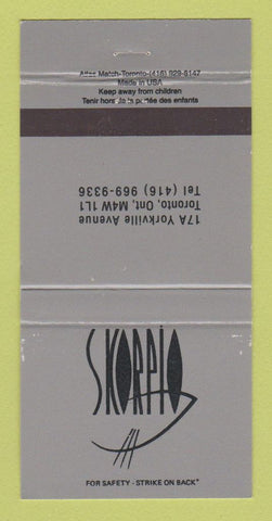 Matchbook Cover - Skorpio Restaurant Toronto ON 30 Strike