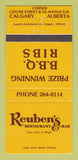 Matchbook Cover - Reuben's Restaurant Calgary AB Ribs 30 Strike
