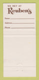 Matchbook Cover - Reuben's Restaurant Calgary AB Ribs 30 Strike