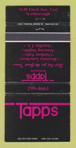 Matchbook Cover - Tapps Restaurant Scarborough ON WEAR 30 Strike