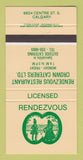Matchbook Cover - Rendezvous Restaurant Calgary AB 30 Strike