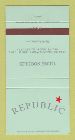 Matchbook Cover - Republic Think Noodles New York City 30 Strike