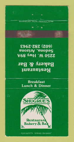 Matchbook Cover - Shugrue's Restaurant Sedona AZ WEAR 30 Strike