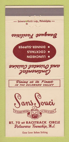 Matchbook Cover - Sans Souci Restaurant Delaware Township NJ 30 Strike