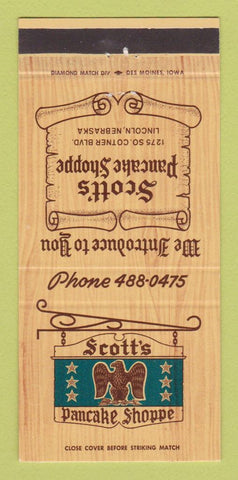 Matchbook Cover - Scott's Pancake Shoppe Lincoln NE 30 Strike