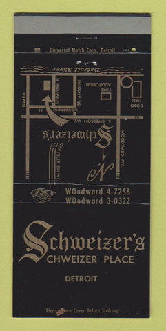 Matchbook Cover - Schweizer's Restaurant Detroit MI 30 Strike
