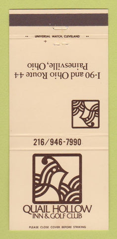 Matchbook Cover - Quail Hollow Inn Golf Club Painesville OH 30 Strike
