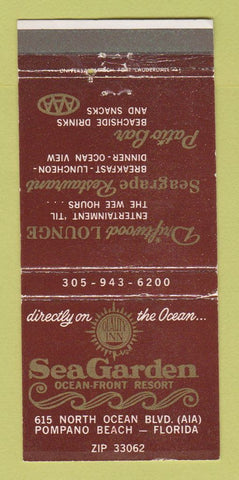 Matchbook Cover - Sea Garden Resort Pompano Beach FL 30 Strike