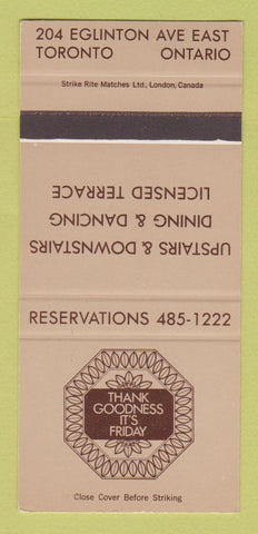 Matchbook Cover - Thank Goodness It's Friday Toronto ON SAMPLE 30 Strike