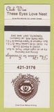 Matchbook Cover - These Eyes Love Nest Club Wise Toronto ON 30 Strike