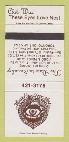 Matchbook Cover - These Eyes Love Nest Club Wise Toronto ON 30 Strike