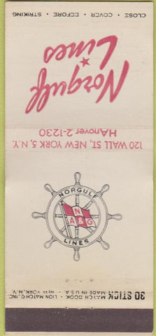 Matchbook Cover - Norgulf Lines Cruise New York City NY wear 30 Strike