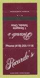 Matchbook Cover - Ricardo's Restaurant Toledo OH 30 Strike