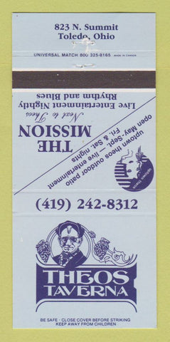 Matchbook Cover - Theos Tavern The Mission Toledo OH 30 Strike