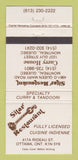 Matchbook Cover - Sitar Restaurant Ottawa ON Montreal QC 30 Strike