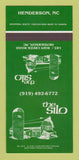 Matchbook Cover - The Silo Restaurant Henderson NC SAMPLE 30 Strike