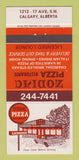 Matchbook Cover - Zodiac Pizza Calgary AB 30 Strike
