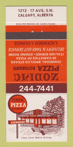 Matchbook Cover - Zodiac Pizza Calgary AB 30 Strike
