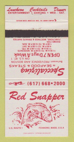 Matchbook Cover - Red Snapper Restaurant Foxboro MA 30 Strike