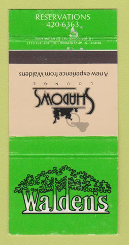 Matchbook Cover - Walden's Shadows Lounge Edmonton AB 30 Strike